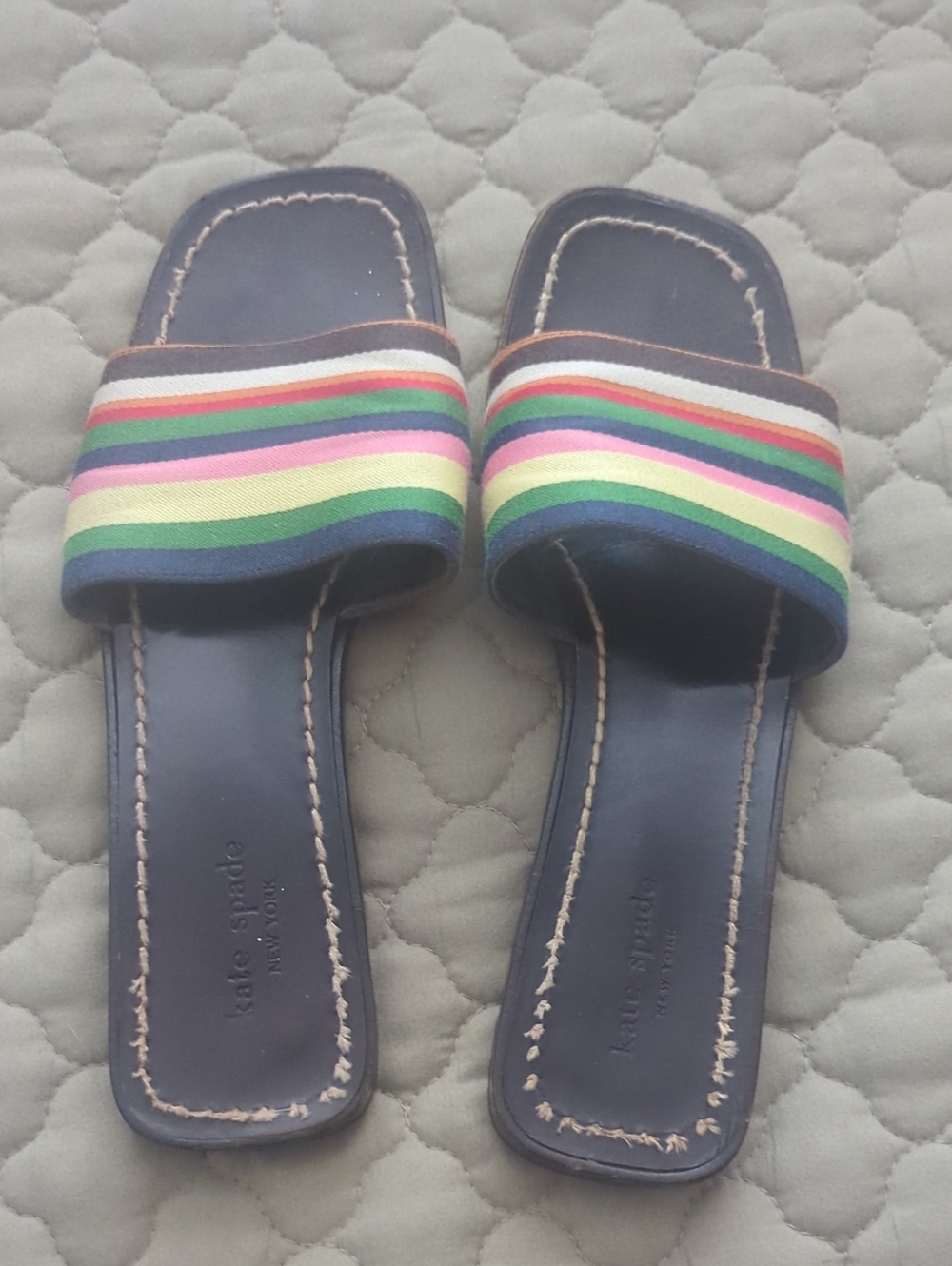 kate spade Colorful slides with multicolor striped band